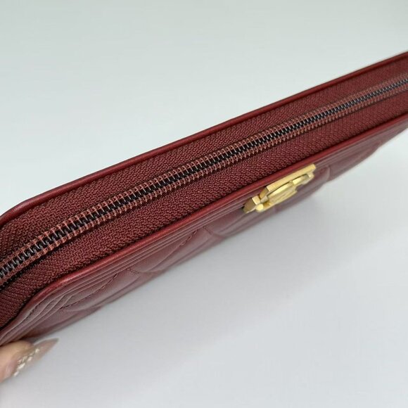 Chanel Dark Red Boy Wallet with Box Quilted Design & Gold Hardware - Picture 8 of 9